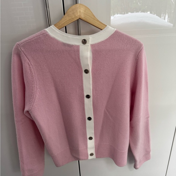 Sandro Women's Sweater in Pink with Cream Trim - Picture 2 of 4
